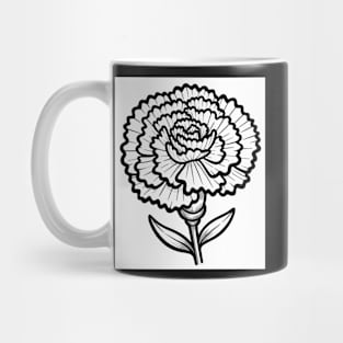 Black And White Carnation Design Mug